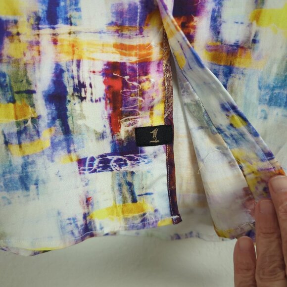 1 like no other long sleeve button front abstract colorful Men's shirt size M - Picture 6 of 16